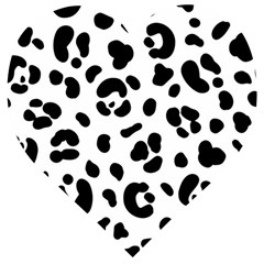 Blak-white-tiger-polkadot Wooden Puzzle Heart by nate14shop