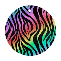 Rainbow Zebra Stripes Ornament (Round)