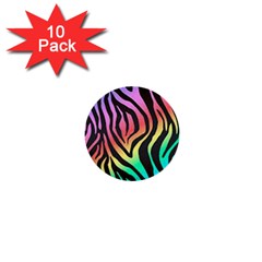 Rainbow Zebra Stripes 1  Mini Buttons (10 pack) 