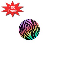 Rainbow Zebra Stripes 1  Mini Magnets (100 pack) 