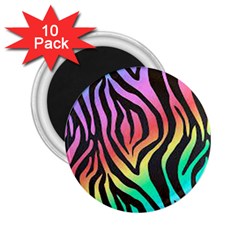 Rainbow Zebra Stripes 2.25  Magnets (10 pack) 