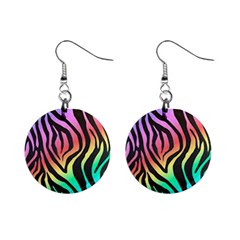 Rainbow Zebra Stripes Mini Button Earrings