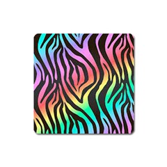 Rainbow Zebra Stripes Square Magnet by nate14shop