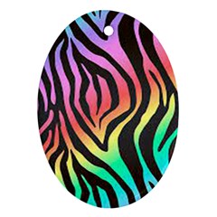 Rainbow Zebra Stripes Oval Ornament (Two Sides)