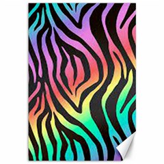 Rainbow Zebra Stripes Canvas 12  x 18 