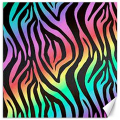 Rainbow Zebra Stripes Canvas 16  x 16 