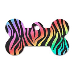 Rainbow Zebra Stripes Dog Tag Bone (One Side)