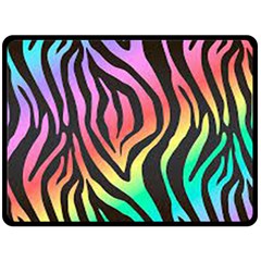 Rainbow Zebra Stripes Fleece Blanket (Large) 