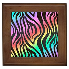 Rainbow Zebra Stripes Framed Tile by nate14shop