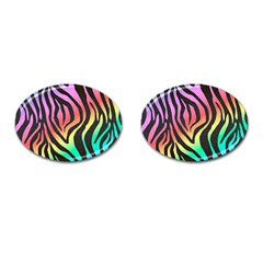 Rainbow Zebra Stripes Cufflinks (oval) by nate14shop