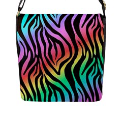 Rainbow Zebra Stripes Flap Closure Messenger Bag (L)