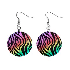 Rainbow Zebra Stripes Mini Button Earrings by nate14shop