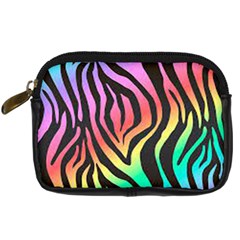 Rainbow Zebra Stripes Digital Camera Leather Case by nate14shop