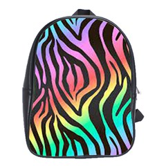 Rainbow Zebra Stripes School Bag (large) by nate14shop