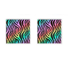 Rainbow Zebra Stripes Cufflinks (square) by nate14shop