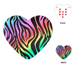 Rainbow Zebra Stripes Playing Cards Single Design (heart) by nate14shop