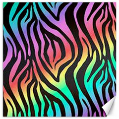 Rainbow Zebra Stripes Canvas 16  X 16  by nate14shop