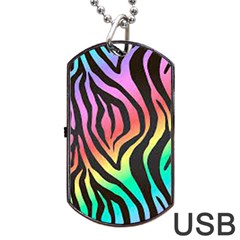 Rainbow Zebra Stripes Dog Tag Usb Flash (one Side) by nate14shop