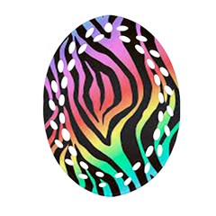 Rainbow Zebra Stripes Ornament (oval Filigree) by nate14shop