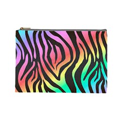 Rainbow Zebra Stripes Cosmetic Bag (large) by nate14shop