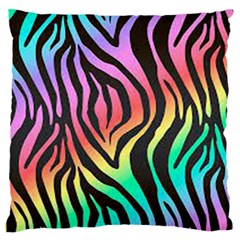 Rainbow Zebra Stripes Large Flano Cushion Case (one Side) by nate14shop