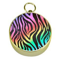 Rainbow Zebra Stripes Gold Compasses by nate14shop