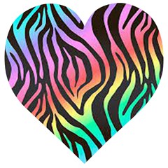 Rainbow Zebra Stripes Wooden Puzzle Heart