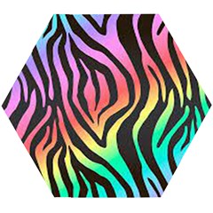 Rainbow Zebra Stripes Wooden Puzzle Hexagon