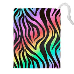 Rainbow Zebra Stripes Drawstring Pouch (5xl) by nate14shop