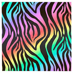 Rainbow Zebra Stripes Wooden Puzzle Square by nate14shop