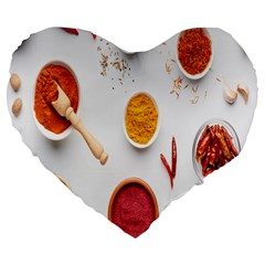 Masala Spices Food Large 19  Premium Flano Heart Shape Cushions by artworkshop