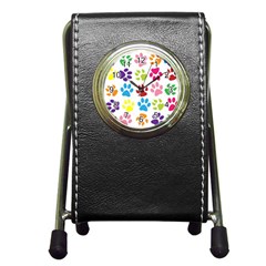 Paw Print Pen Holder Desk Clock by artworkshop