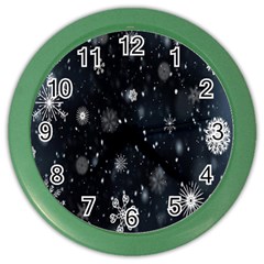 Snowflakes Snow Color Wall Clock by artworkshop