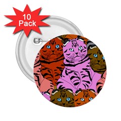 Tileable Seamless Cat Kitty 2.25  Buttons (10 pack) 
