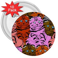 Tileable Seamless Cat Kitty 3  Buttons (10 pack) 