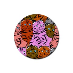 Tileable Seamless Cat Kitty Rubber Round Coaster (4 Pack) by artworkshop