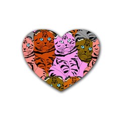 Tileable Seamless Cat Kitty Rubber Coaster (heart) by artworkshop