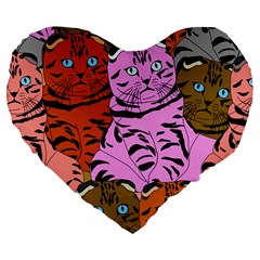 Tileable Seamless Cat Kitty Large 19  Premium Heart Shape Cushions