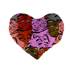 Tileable Seamless Cat Kitty Standard 16  Premium Flano Heart Shape Cushions