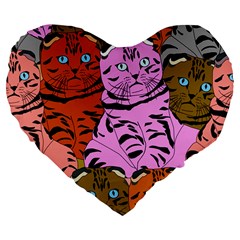 Tileable Seamless Cat Kitty Large 19  Premium Flano Heart Shape Cushions