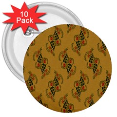 Flowers-001 3  Buttons (10 pack) 