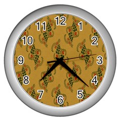 Flowers-001 Wall Clock (silver)