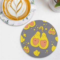 Avocado-yellow Uv Print Round Tile Coaster by nate14shop