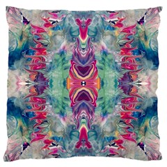 Painted Flames Symmetry Iv Large Cushion Case (one Side) by kaleidomarblingart