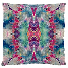 Painted Flames Symmetry Iv Large Cushion Case (two Sides) by kaleidomarblingart