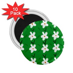 Flowers-green-white 2 25  Magnets (10 Pack)  by nate14shop