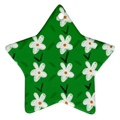 Flowers-green-white Star Ornament (two Sides) by nate14shop