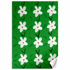 Flowers-green-white Canvas 12  X 18  by nate14shop