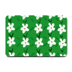 Flowers-green-white Small Doormat  by nate14shop
