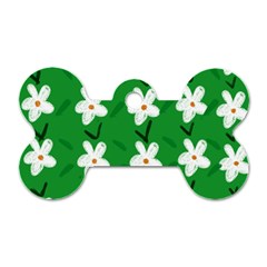Flowers-green-white Dog Tag Bone (two Sides)